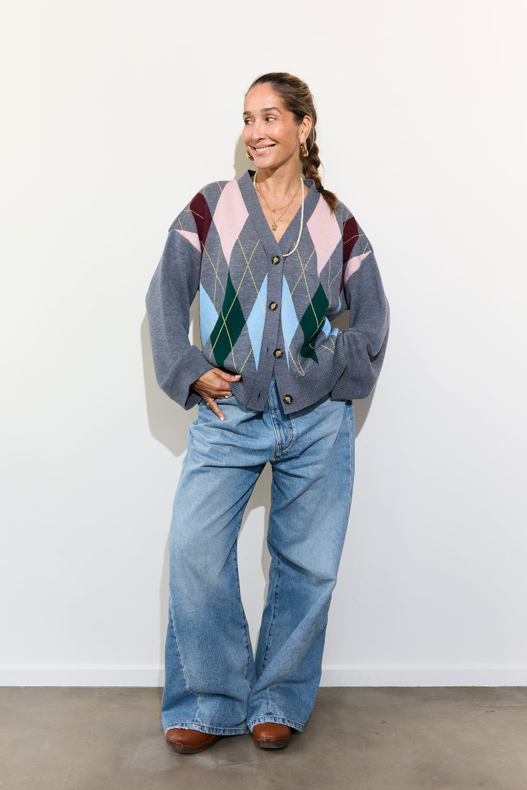CARDIGAN GREY ARGYLE