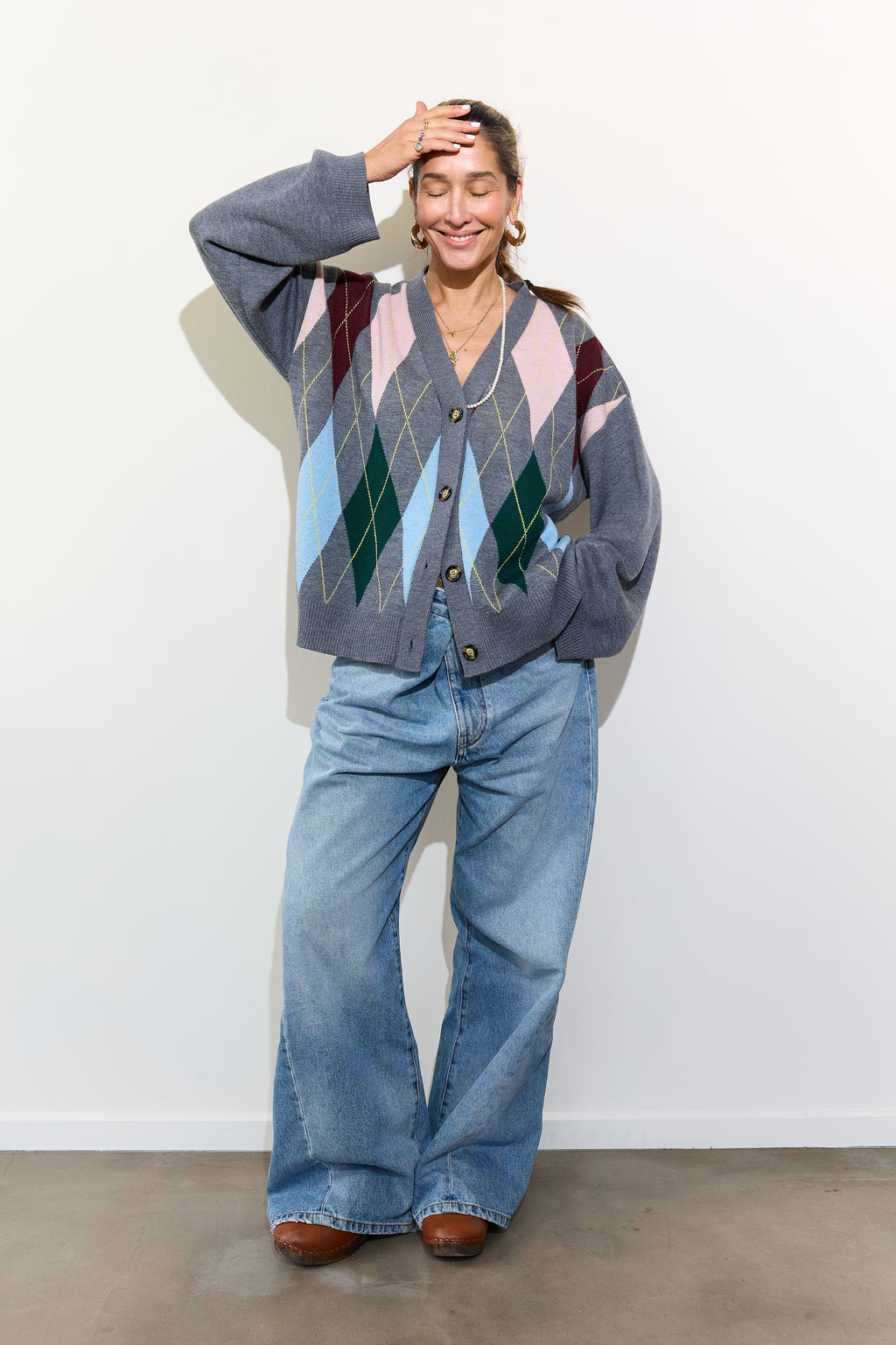 CARDIGAN GREY ARGYLE