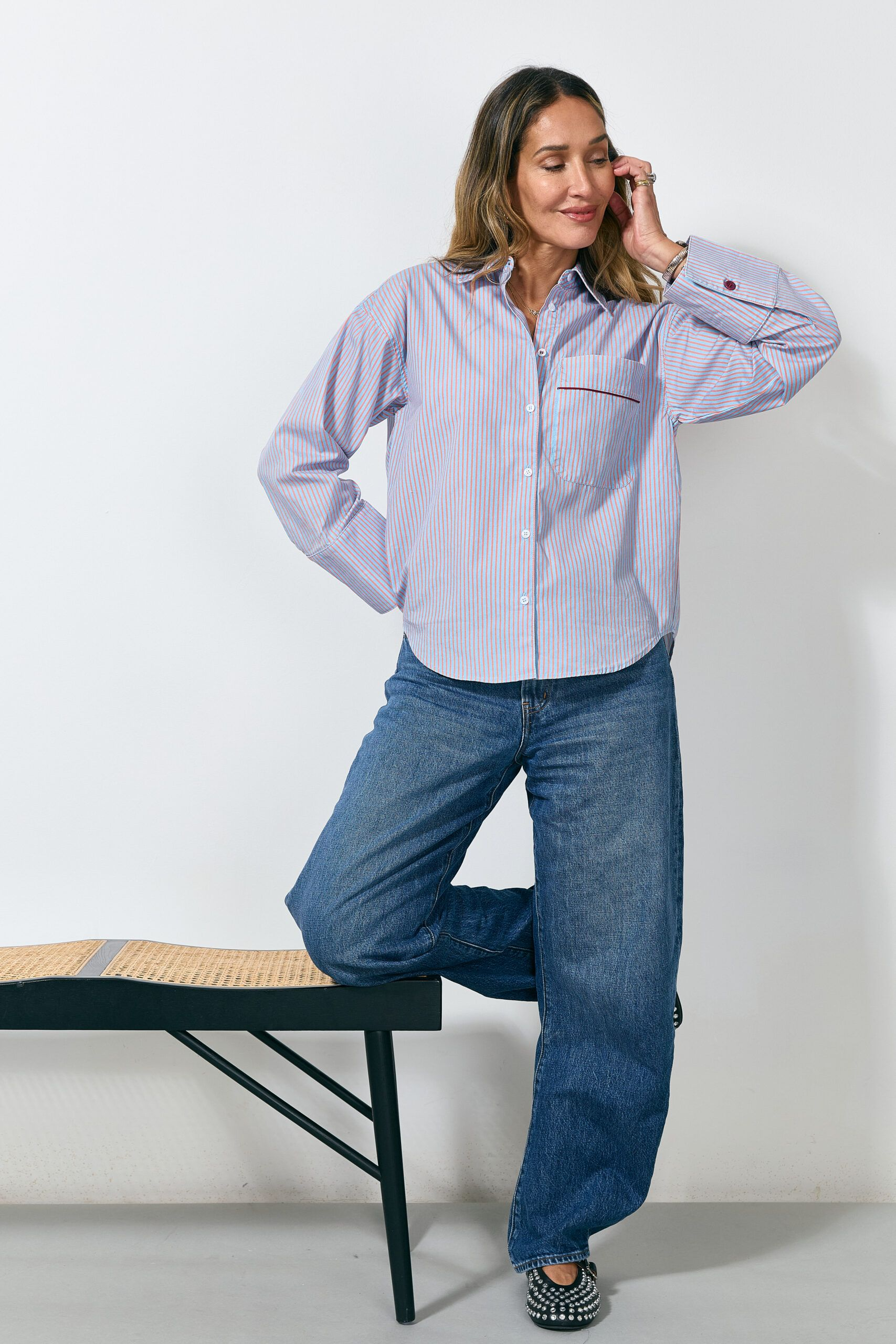 La Camisa Blue – Bordeaux Stripe