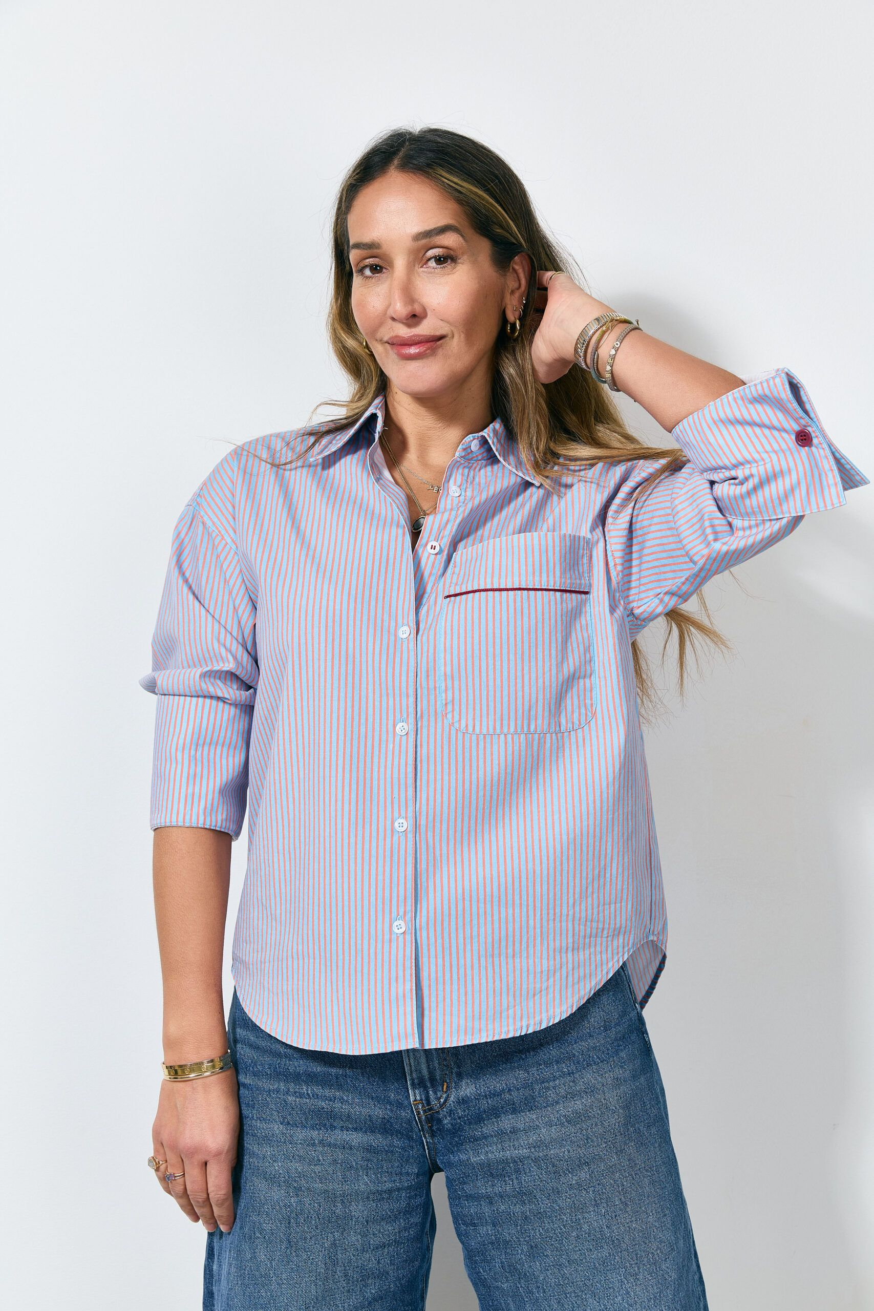 La Camisa Blue – Bordeaux Stripe