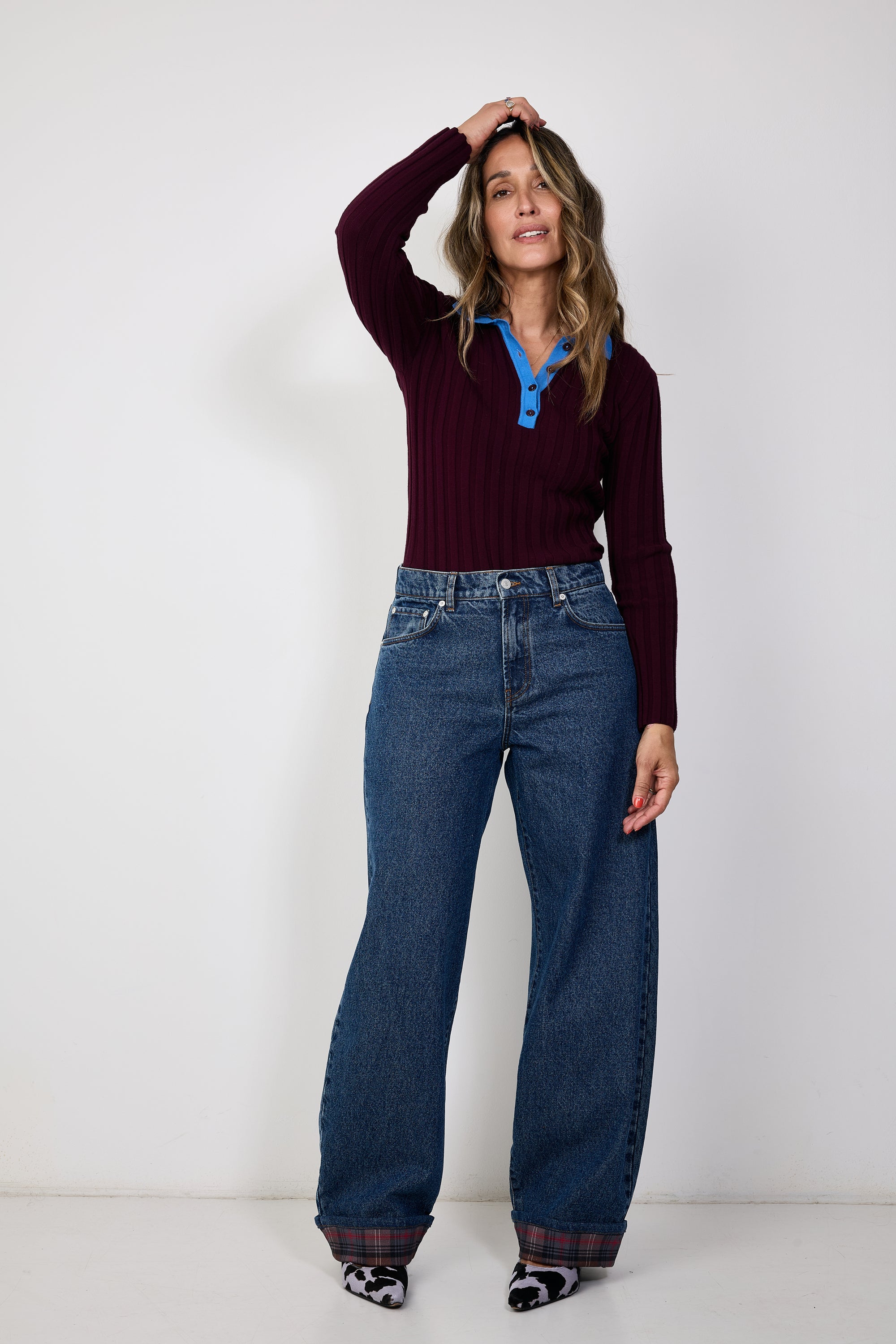 Lemonie polo aubergine blue