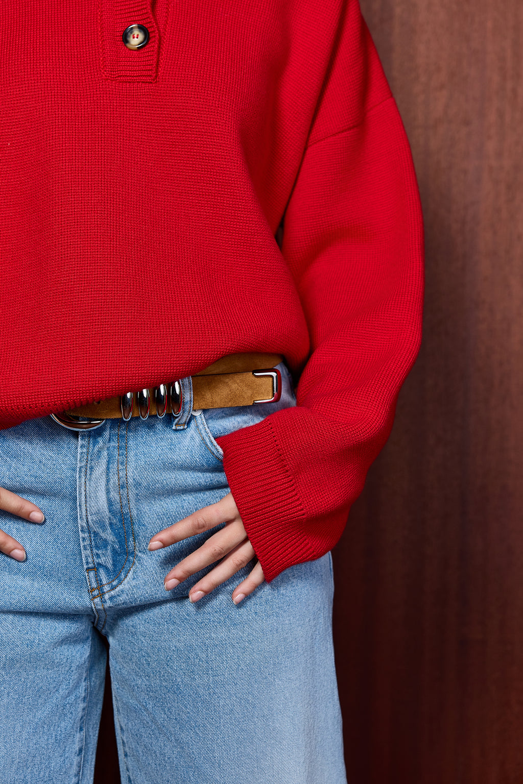 COCO POLO KNIT RED