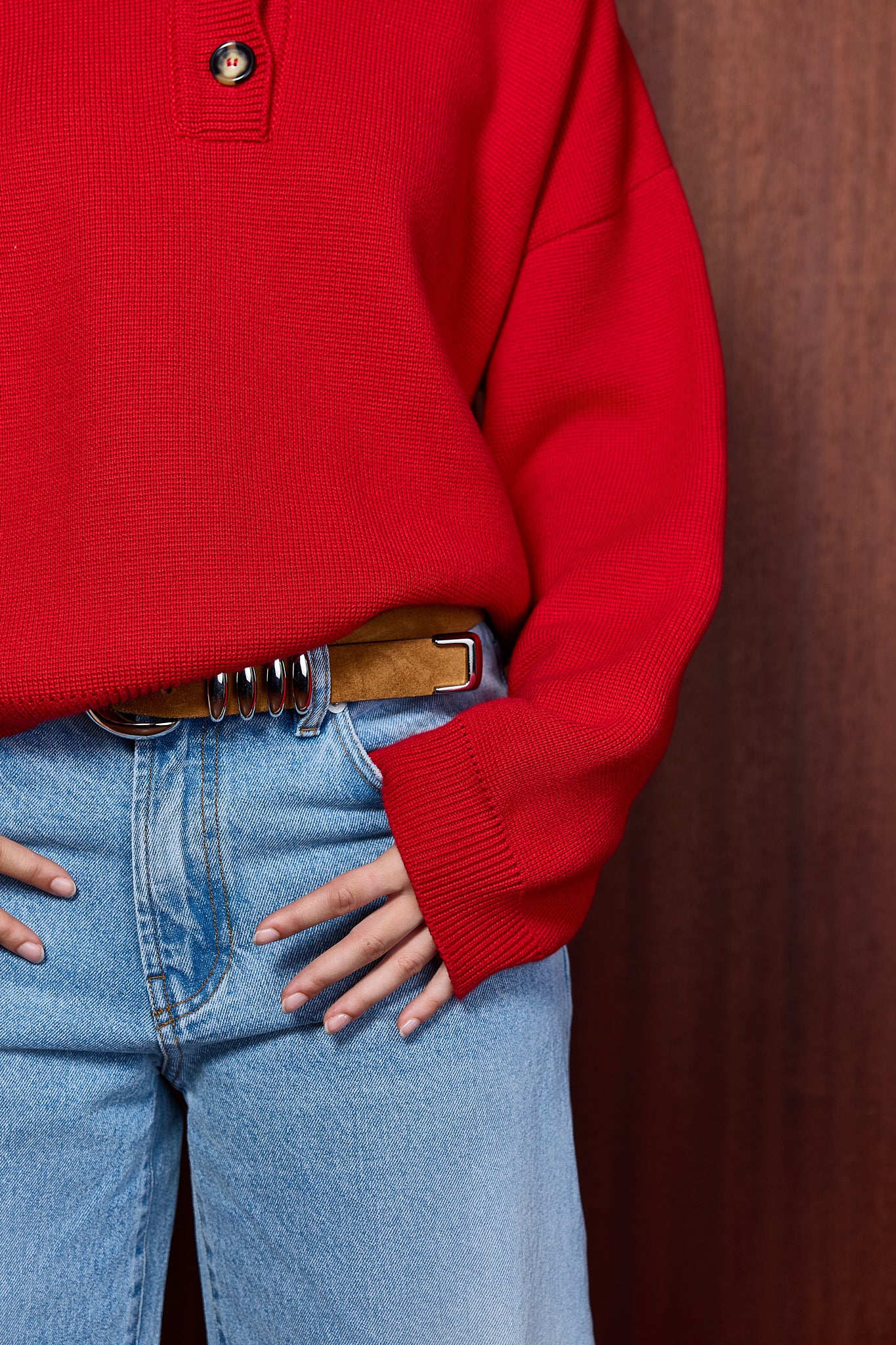 COCO POLO KNIT RED