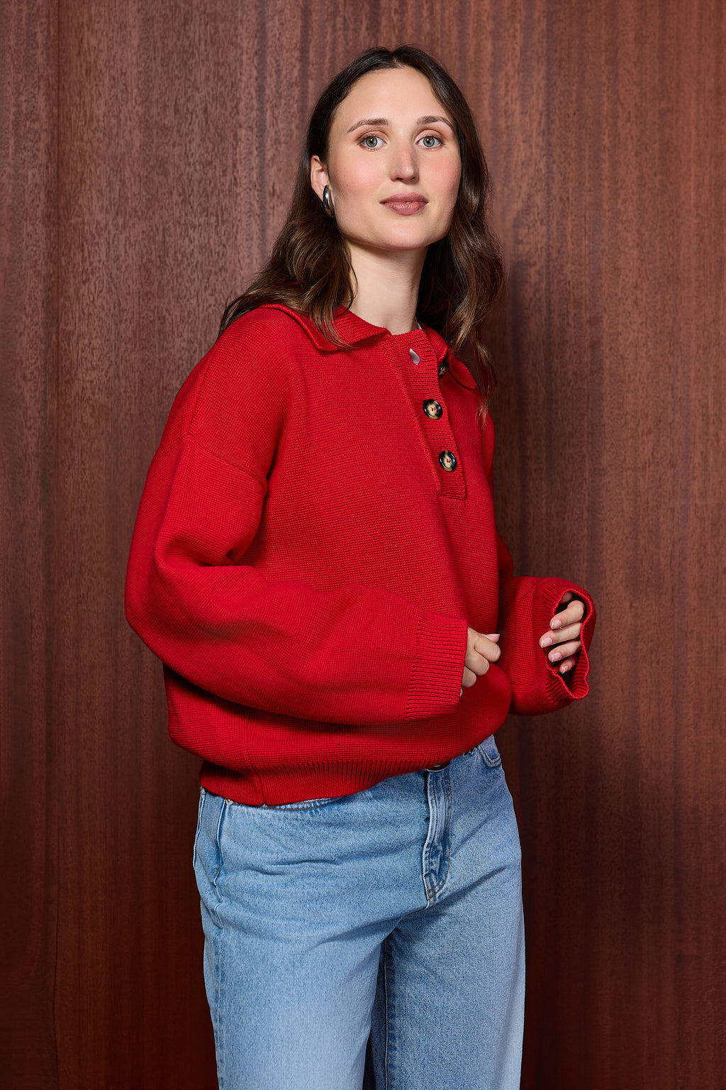 COCO POLO KNIT RED