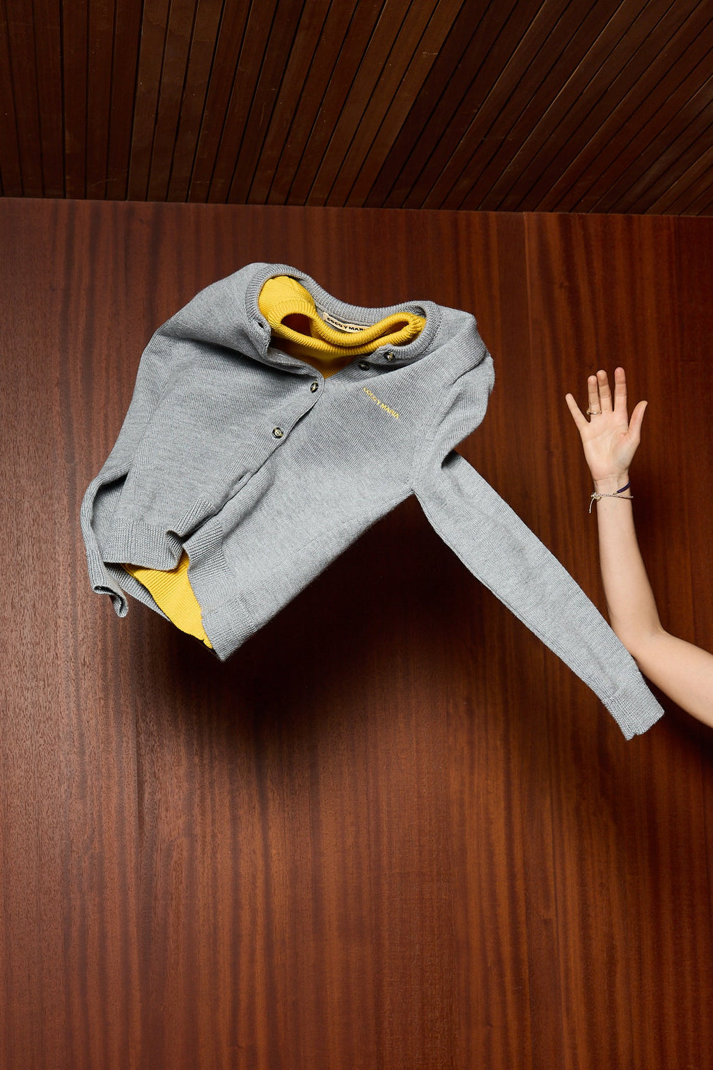 GILDA CARDIGAN GREY MELANGE YELLOW